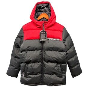 Super Triple Goose Polar Vortex Puffer Jacket Men's S Red Black Hooded NWT